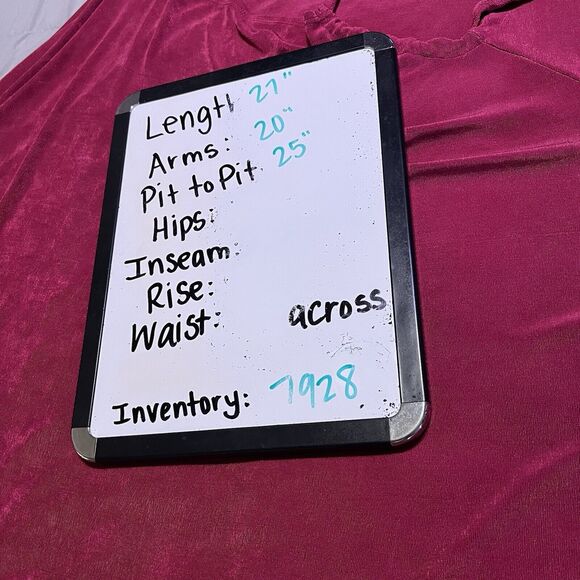 Chicos Size 2 Travelers Pink Wine Asymmetrical V Neckline 3/4 Sleeves Top 12/14 - Picture 9 of 9